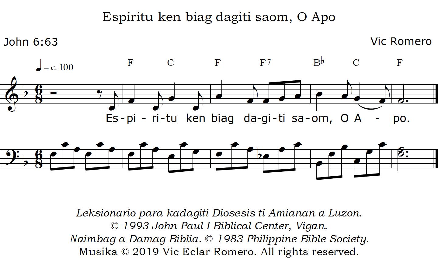 Espiritu ken biag dagiti saom, O Apo